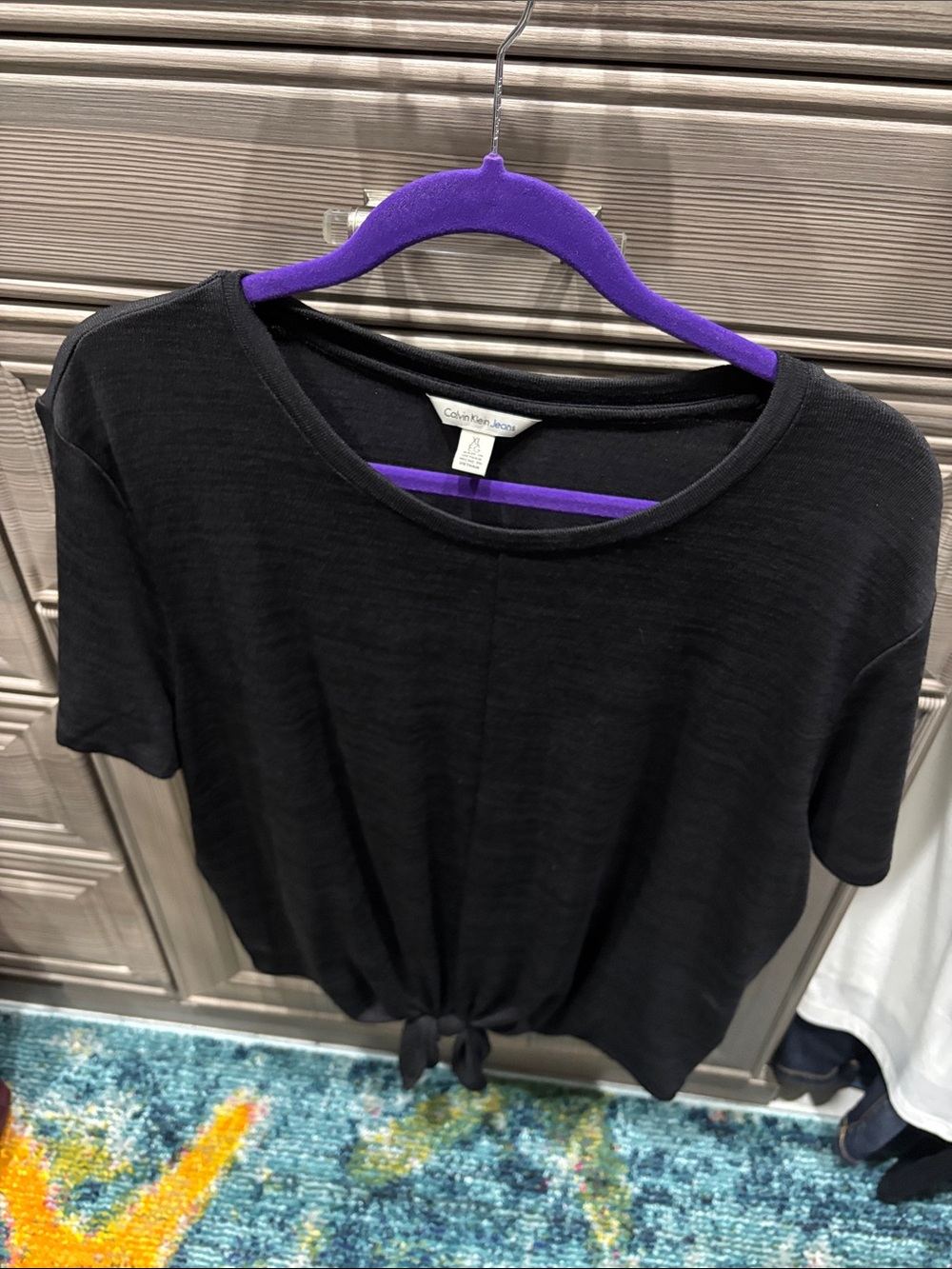 Calvin Klein Jeans Black Short Sleeve Tie-Knot Tee